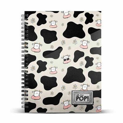 Oh My Pop! Cow-Cuaderno A5 Papel Cuadriculado, Beige
