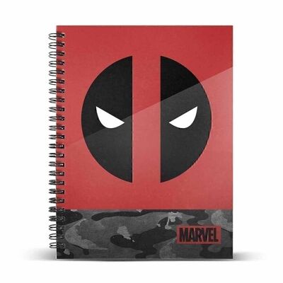 Marvel Deadpool Rebel-Cuaderno A5 Papel Cuadriculado, Rojo