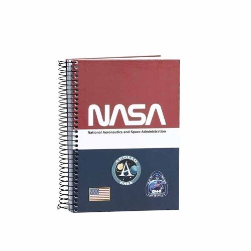 NASA Mission-Cuaderno A5 Papel Cuadriculado, Rojo