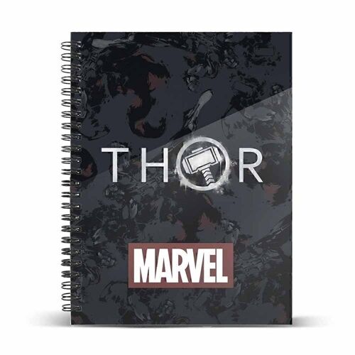 Marvel Thor Tempest-Cuaderno A5 Papel Cuadriculado, Negro