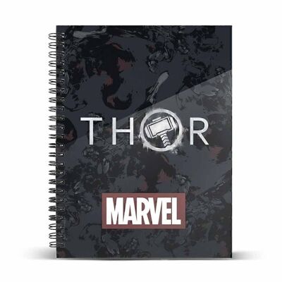 Marvel Thor Tempest-Notebook A5 Papier quadrillé Noir
