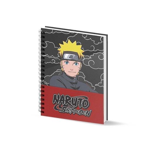 Naruto Clouds-Cuaderno A5 Papel Cuadriculado, Negro