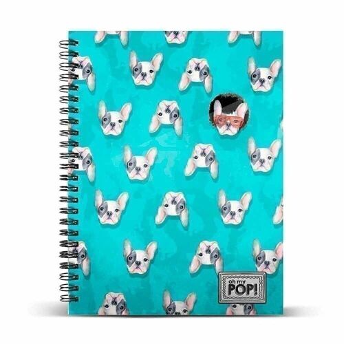 Oh My Pop! Doggy-Cuaderno A4 Papel Cuadriculado, Azul