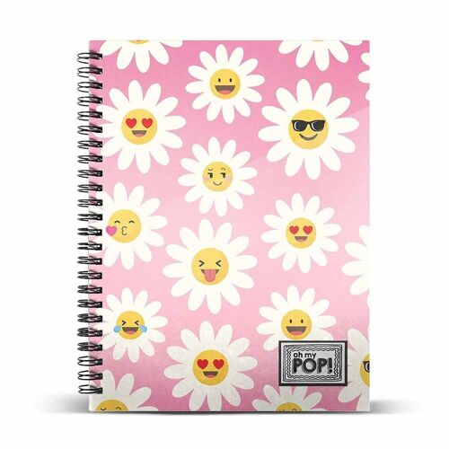 Oh My Pop! Happy Flower-Cuaderno A4 Papel Cuadriculado, Rosa