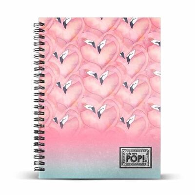 Oh Mon Pop! Flaming-Notebook A4 Papier millimétré, Rose