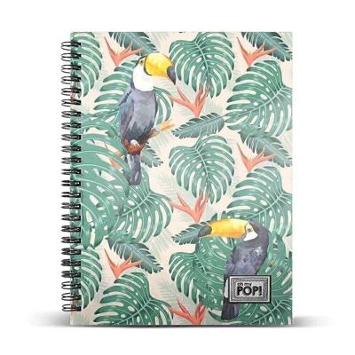 Oh Mon Pop! Toucan-Notebook A4 Papier millimétré, Vert