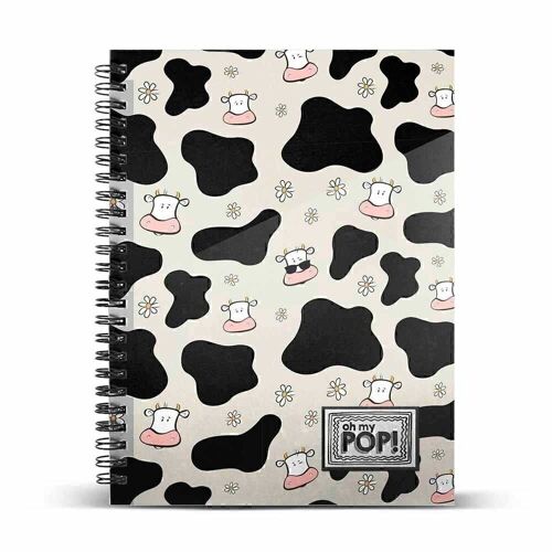 Oh My Pop! Cow-Cuaderno A4 Papel Cuadriculado, Beige