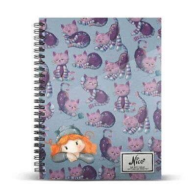 Forever Ninette Nico-Notebook A4 Graph Paper, Lilac
