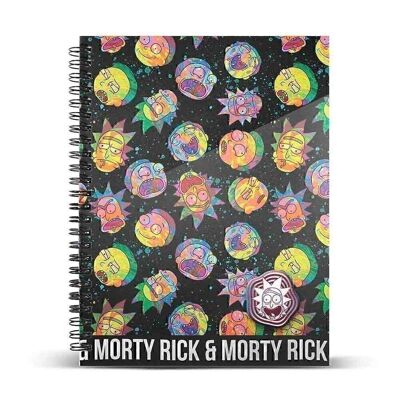 Rick y Morty Psycho-Cuaderno A4 Papel Cuadriculado, Multicolor