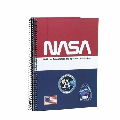NASA Mission-Cuaderno A4 Papel Cuadriculado, Rojo