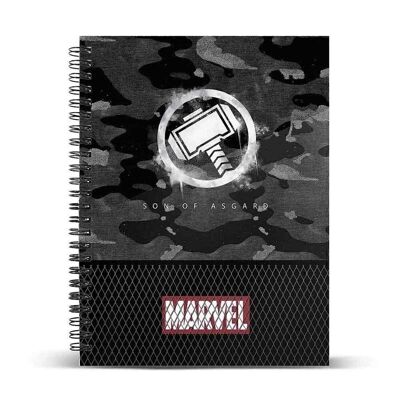 Marvel Thor Hammer-Notebook A4 papier quadrillé, gris