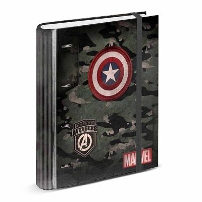 Marvel Capitán América Army-Carpesano 4 Anillas Papel Cuadriculado, Multicolor