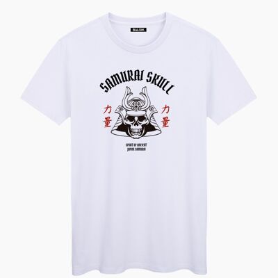 Samurai skull white unisex t-shirt
