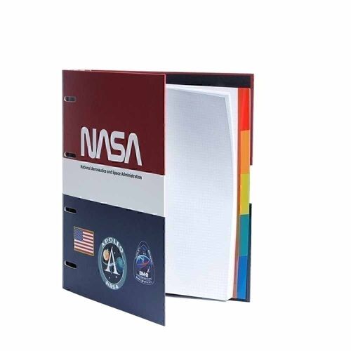 NASA Mission-Carpesano 4 Anillas Papel Cuadriculado, Rojo