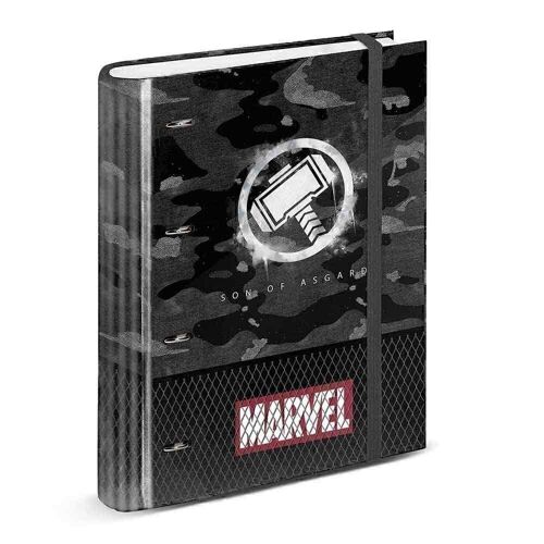 Marvel Thor Hammer-Carpesano 4 Anillas Papel Cuadriculado, Gris