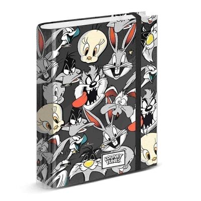 Looney Tunes Folks-Carpesano 4 Anillas Papel Cuadriculado, Gris