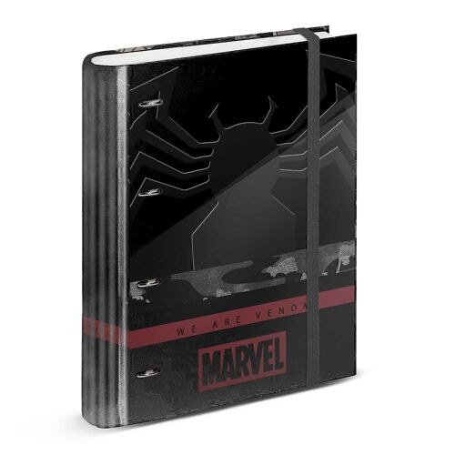 Marvel Venom Monster-Carpesano 4 Anillas Papel Cuadriculado, Negro