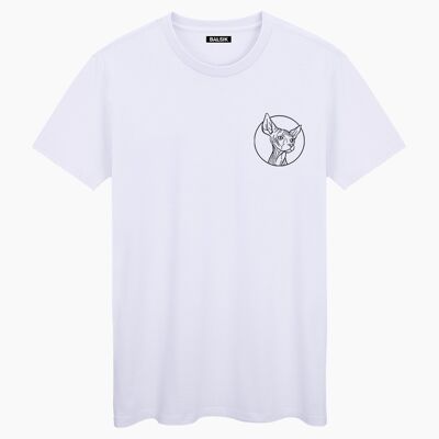 RUNDES LOGO TR. AUF BRUST WEISSES UNISEX T-SHIRT