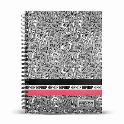 PRODG Hip Hop-Notebook A4 Papier Ligné, Gris