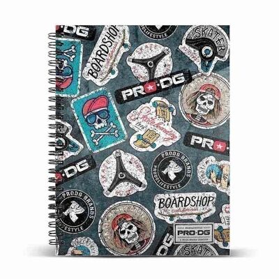 PRODG Stickers-Notebook A4 in carta a righe, grigio
