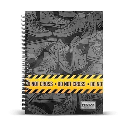 PRODG Do Not Cross-Notebook A4 Ruled Paper, Gray