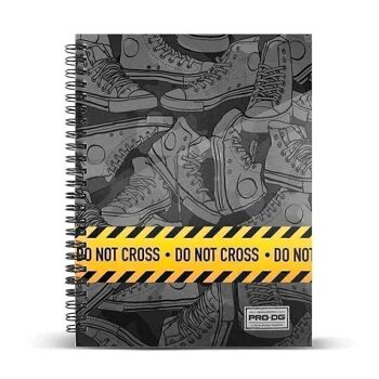 PRODG Do Not Cross-Notebook A4 Papier ligné, Gris