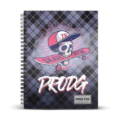 PRODG Skull-Notebook A4 in carta a righe, grigio