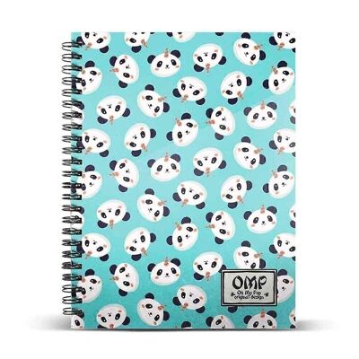 Oh Mon Pop ! Pandicorn-Notebook A4 Papier Ligné, Bleu
