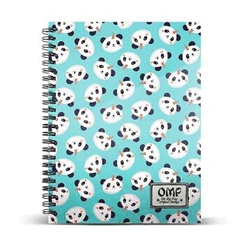 Oh Mon Pop ! Pandicorn-Notebook A4 Papier Ligné, Bleu