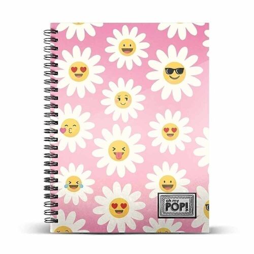 Oh My Pop! Happy Flower-Cuaderno A4 Papel Rayado, Rosa