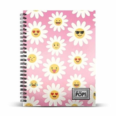 Oh My Pop! Happy Flower-Notebook A4 Lined Paper, Pink