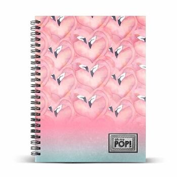 Ô mon Pop ! Flaming-Notebook A4 papier ligné, rose