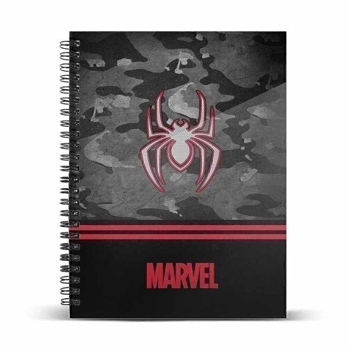 Marvel Spiderman Dark-Cuaderno A4 Papel Rayado, Gris