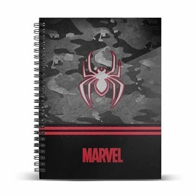 Marvel Spiderman Dark-Cuaderno A4 Papel Rayado, Gris