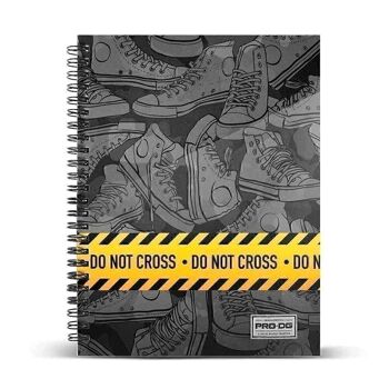 PRODG Do Not Cross-Notebook A5 Lined Paper, Gris