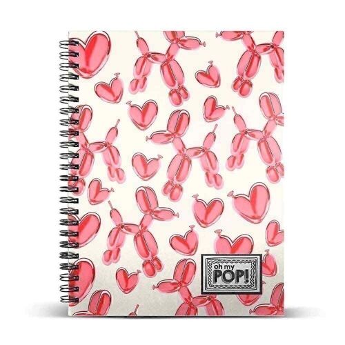 Oh My Pop! Globoniche-Cuaderno A5 Papel Rayado, Rojo