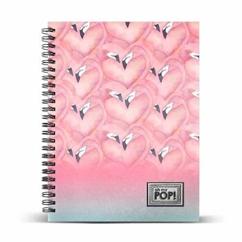 Ô mon Pop ! Flaming-Notebook A5 papier ligné, rose