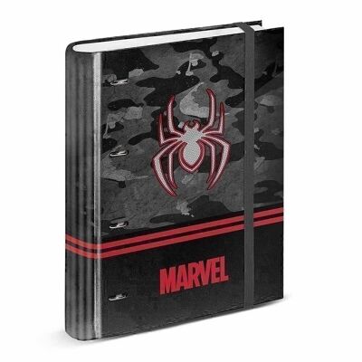 Marvel Spiderman Dark-Carpesano 4 Anillas Papel Rayado, Gris