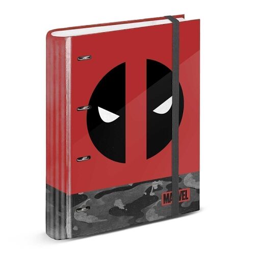 Marvel Deadpool Rebel-Carpesano 4 Anillas Papel Rayado, Rojo