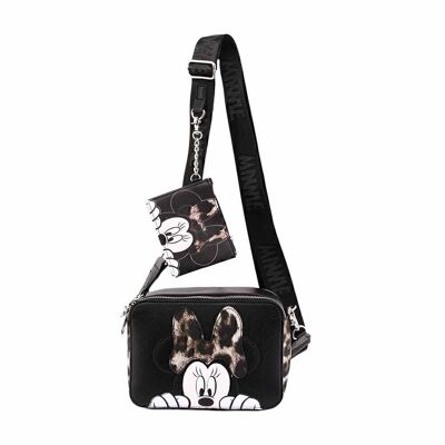 Disney Minnie Mouse Classy-IBiskuit-Tasche mit Geldbörse, Kartenhalter, Schwarz