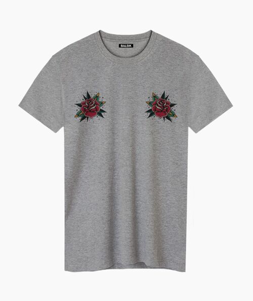 Flowers tattoo gray unisex t-shirt