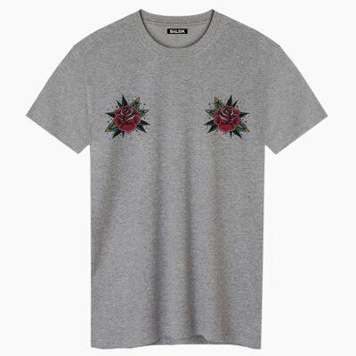 BLUMEN TATTOO GRAU UNISEX T-SHIRT