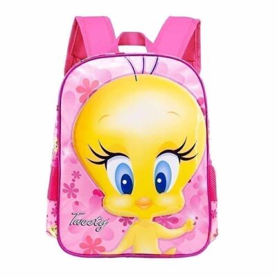 Looney Tunes Tweety (Tweety) Pink Flowers-Basic Backpack, Pink