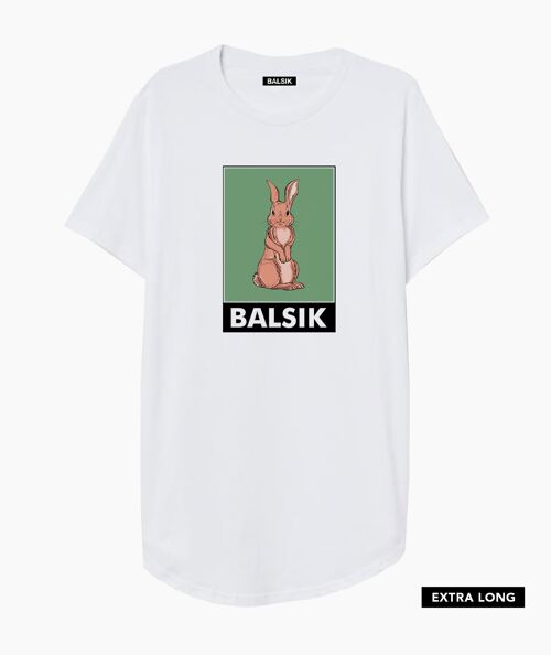 Rabbit white extra long t-shirt