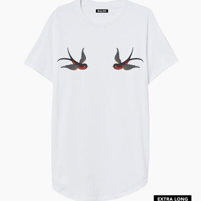 Swallows white extra long t-shirt