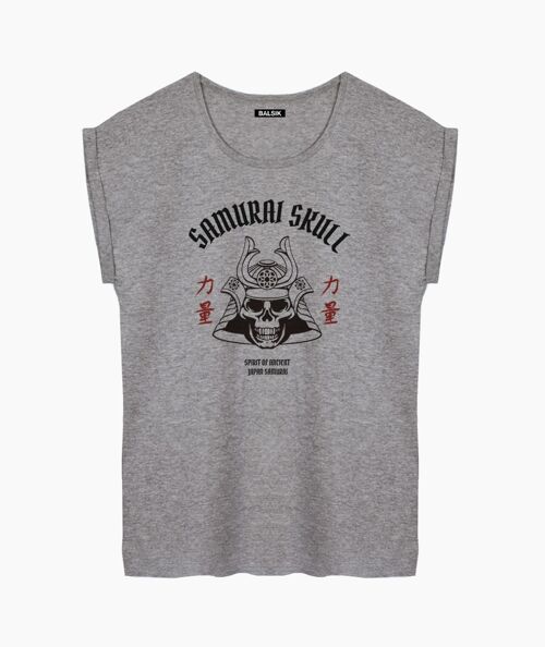 Samurai skull gray women's t-shirt