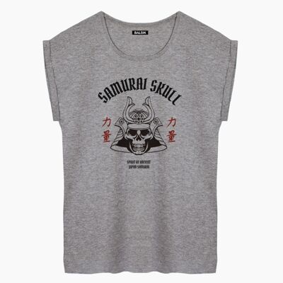 Samurai skull gray women's t-shirt