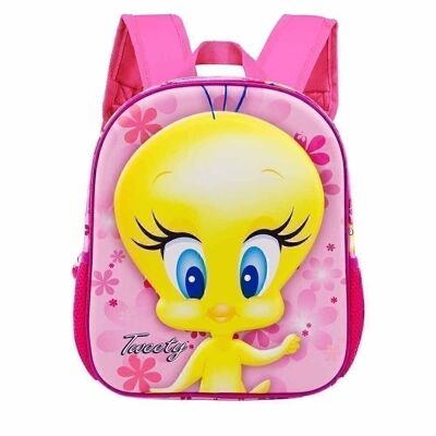 Looney Tunes Tweety Pink Flowers-Small 3D Backpack, Pink