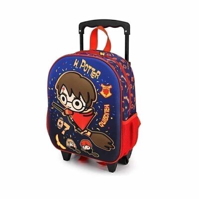 Harry Potter Quidditch-Small 3D Wheeled Backpack, Blue
