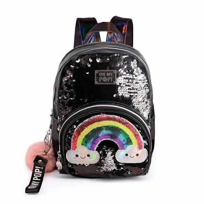 Oh My Pop! Rainbow-Fashion Backpack (Small), Black